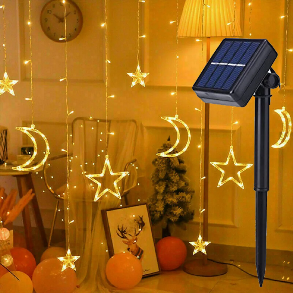 8 Modi wasserdicht Stern Mond Solarenergie Lichterkette Outdoor Garten lampe Weihnachts girlande LED Lichterkette für Party Wohnkultur