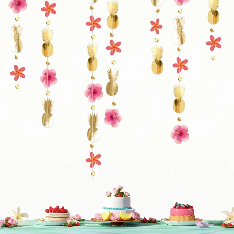 Tropische Blume Gold Ananas Banner Sommerfest Dekor Girlande Ananas Blume für Hawaii Aloha Luau Hochzeits feier Lieferungen Image