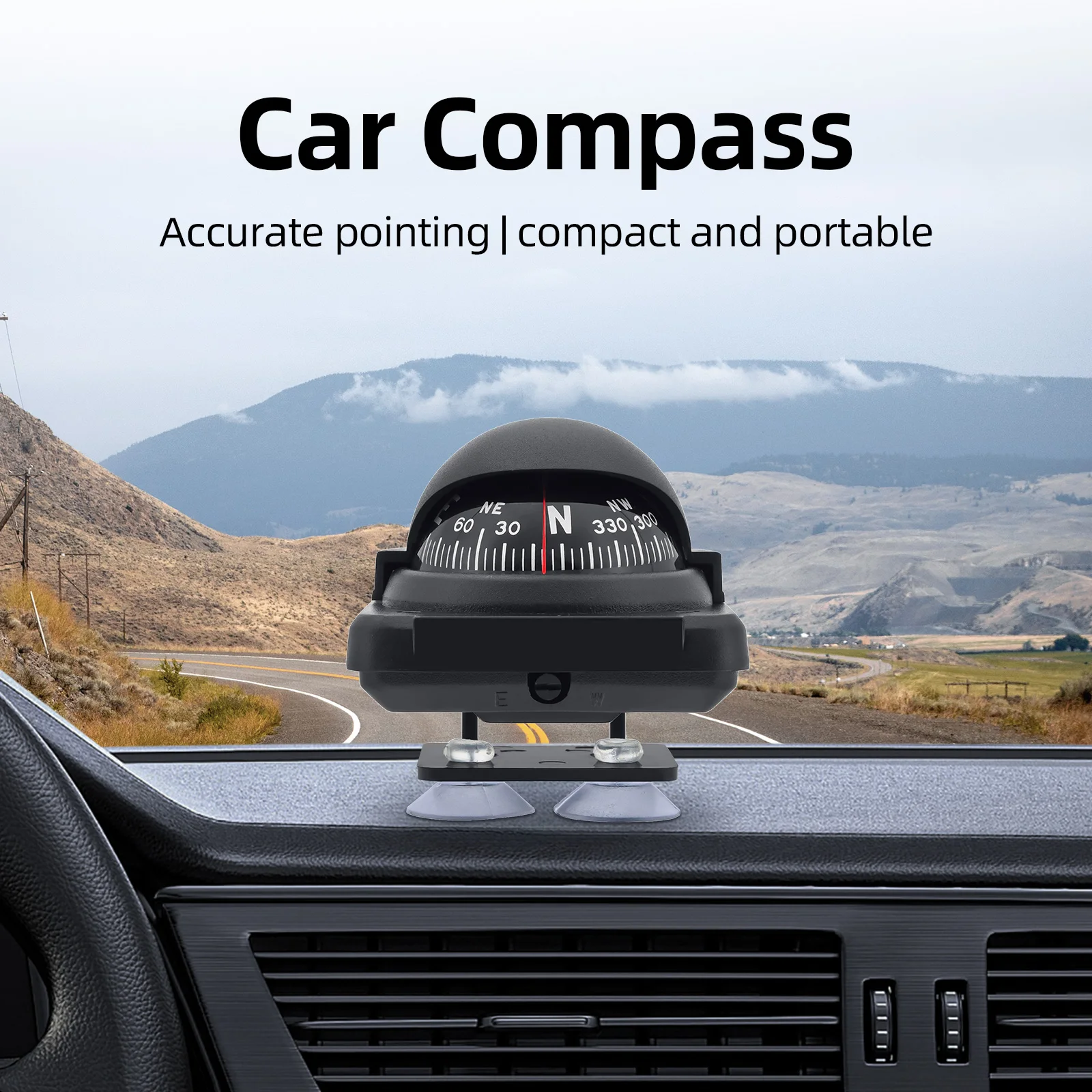 Ad Universal Kompass Mini Auto Navigation Kompass drehbar verstellbar kugelförmig Armaturen brett Führung Kompass Boot Fahrzeug zubehör Image