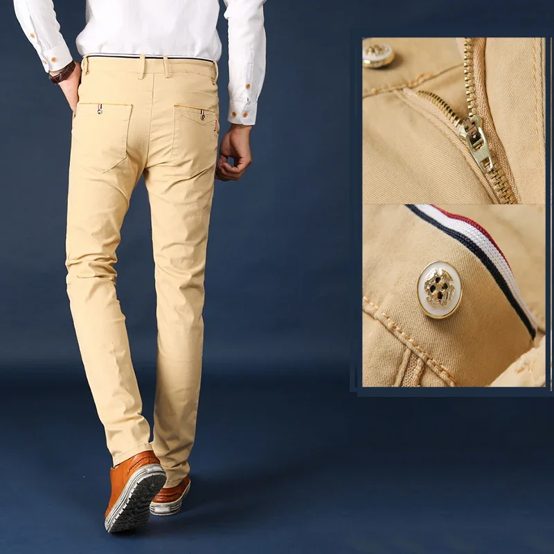 Männer Mode Geschäft hoch taillierte feste Hose große Größe 28-38 Slim Fit Hose männlich Plüsch gerade Bein dünne formelle Hosen