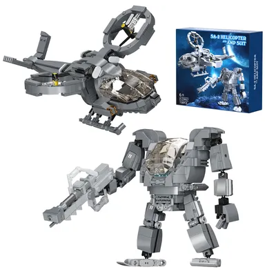 718 Stück Amp Mecha Transport Aerospatiale RDA Hubschrauber Bausteine SA-2 Flugzeug Waffe Roboter Sams oned Bricks Kinder Spielzeug Geschenk Image