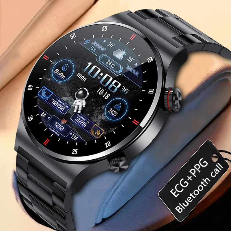 GPS NFC EKG + PPG Smart Uhr Männer Bluetooth Anruf Gesundheit Schlaf Überwachung Mehrere Sport Modus Wasserdichte Smartwatch Mann Image
