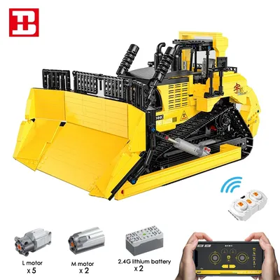 Neue Glücklich Bauen RC Bulldozer Bausteine Modell APP Programmierung Stadt Engineering Planierraupen Spielzeug Ziegel 1866 stücke Geschenk Set für jungen Image
