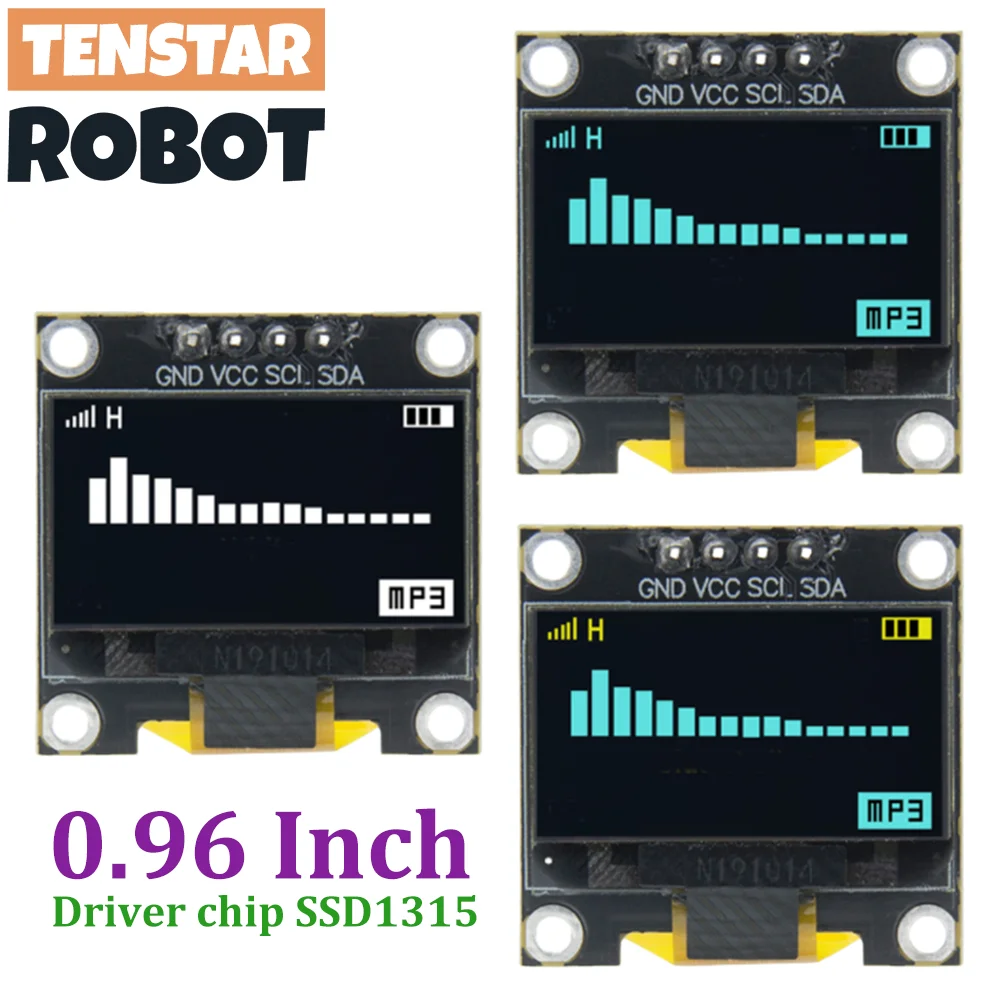 TENSTAR 0,96 Zoll I2C OLED Display Modul Treiberchip SSD1315 Weiß Blau Gelb 128X64 4Pin IIC Seriell 12864 LCD-Bildschirmplatine Image