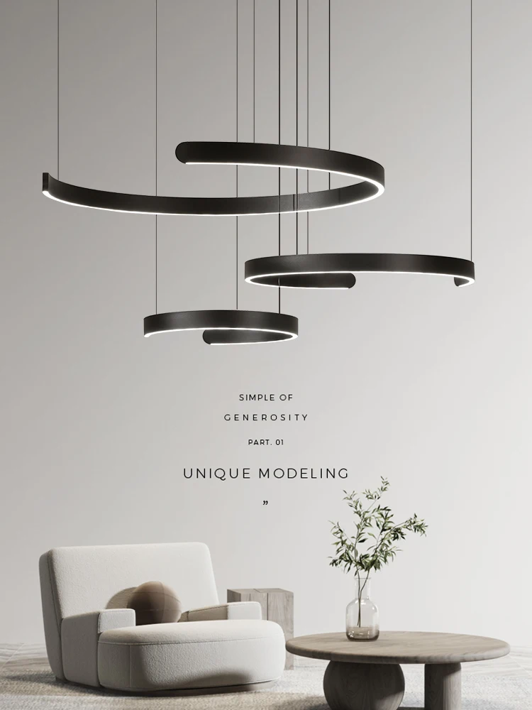 Moderne Minimalistische Halbrunde Ring Led Kronleuchter Für Beleuchtung Wohnzimmer Esszimmer Anhänger Licht Schlafzimmer Hängen Lampe Luminarias Image