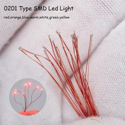 5 teile/los mini 3v smd led licht diy spielzeug auto/roboter modell beleuchtung szene layout 0201 vor gelötete micro litz materialien Image