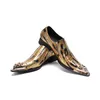 Luxus Gold Metall spitzen Zehen Männer Schlangen haut Narben Echt leder Schuhe Hochzeits feier Mann Kleid Oxford Schuhe Business formelle Schuhe