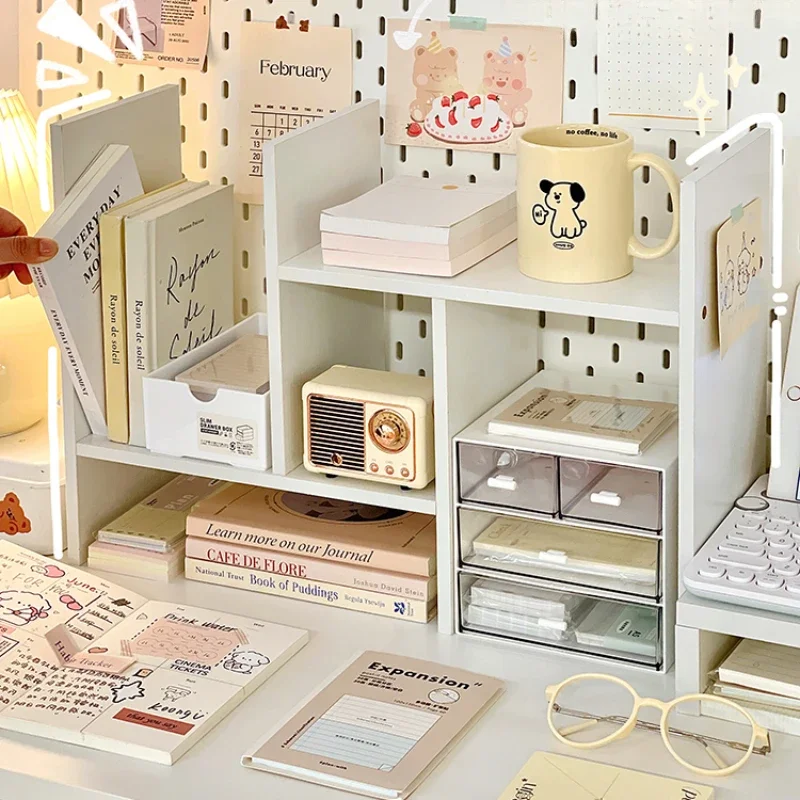Ins Kawaii Desktop Storage Rack Bücherregal DIY Schreibtisch Halter Büro Schreibtisch Veranstalter Student Kombination Schrank Lagerung Display Rack