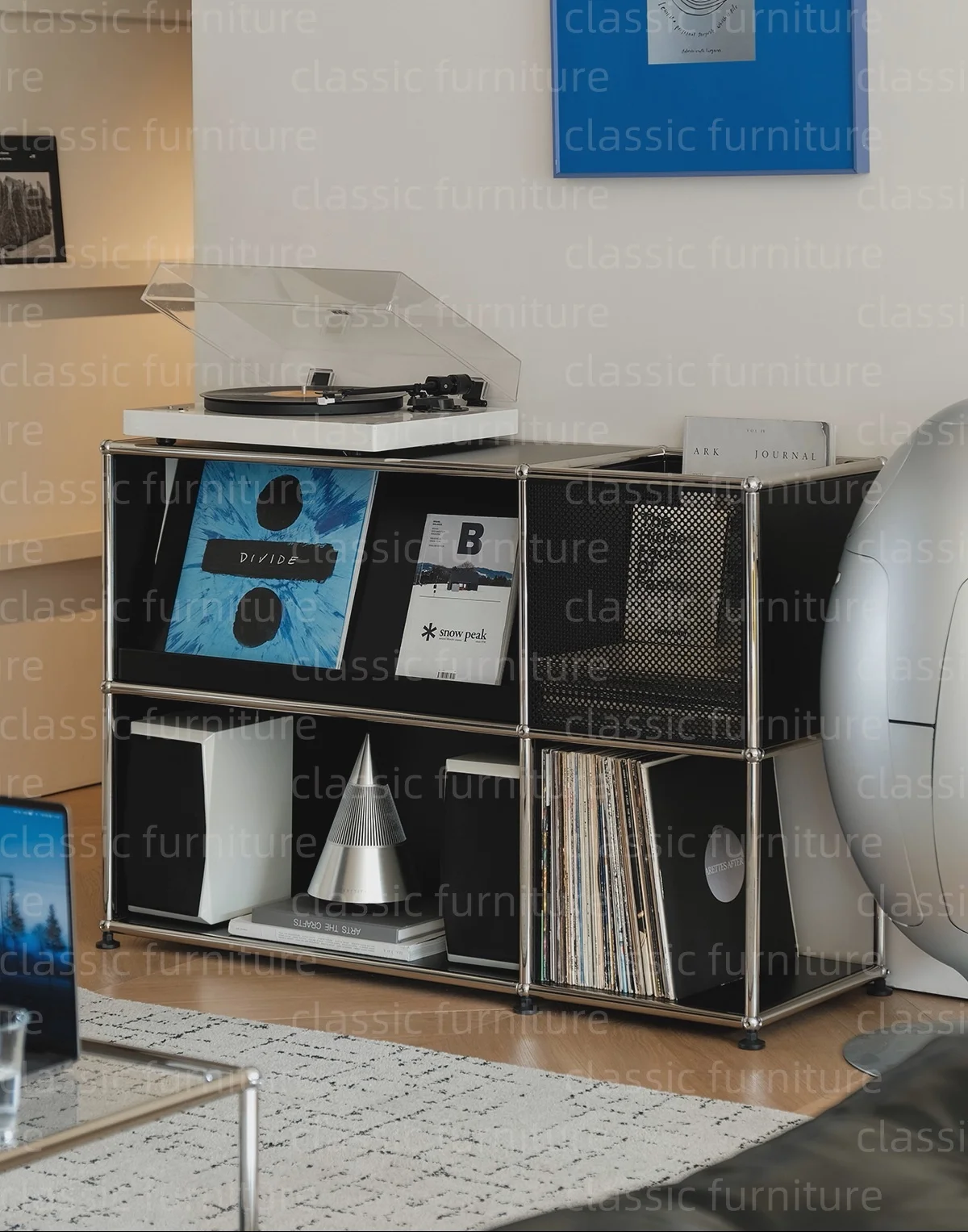 Modulares Modul, Möbel, Zeitschriften, CD-Display, individuelles Metall, Edelstahl, Schrank, Aufbewahrung, Sideboard, Regal, DIY, Wohnzimmer