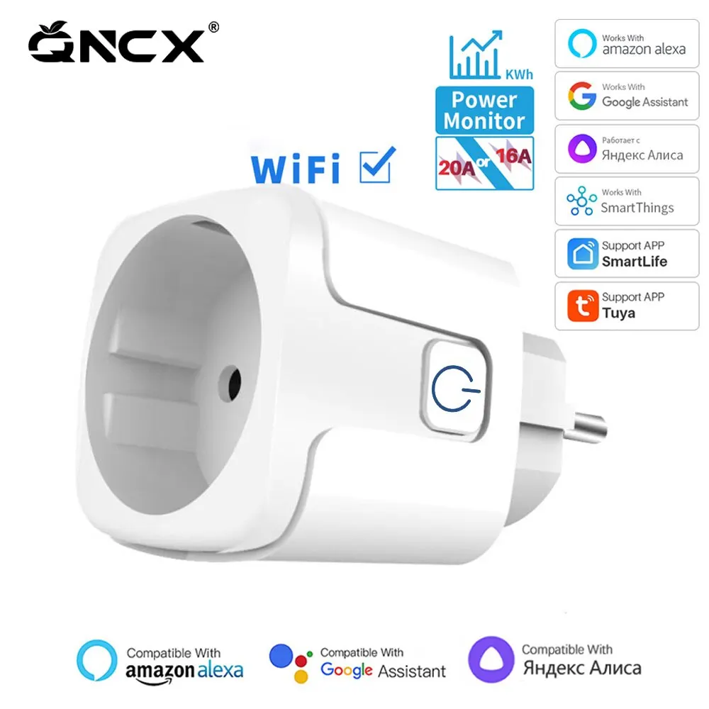 Tuya 16a 20a eu smart steckdose wifi smart stecker mit power monitoring timing funktion sprach steuerung alexa google assitant Image