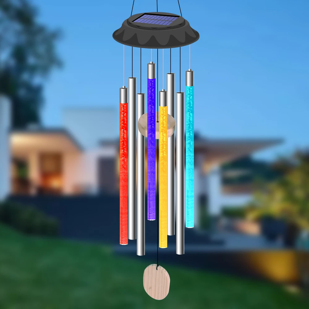 Solar LED Windspiel Licht verschiedene Farben Licht im Freien wasserdicht hängende Rohr Pendel leuchte Garten Terrasse Hof Dekoration Lampe