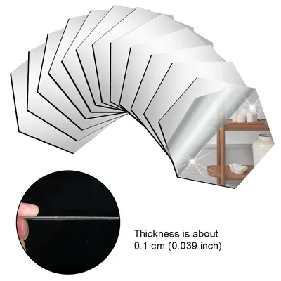 Wohnkultur 3d Spiegel Wanda uf kleber 100mm DIY selbst klebende Spiegel Dekor Aufkleber Kunst Wand Image