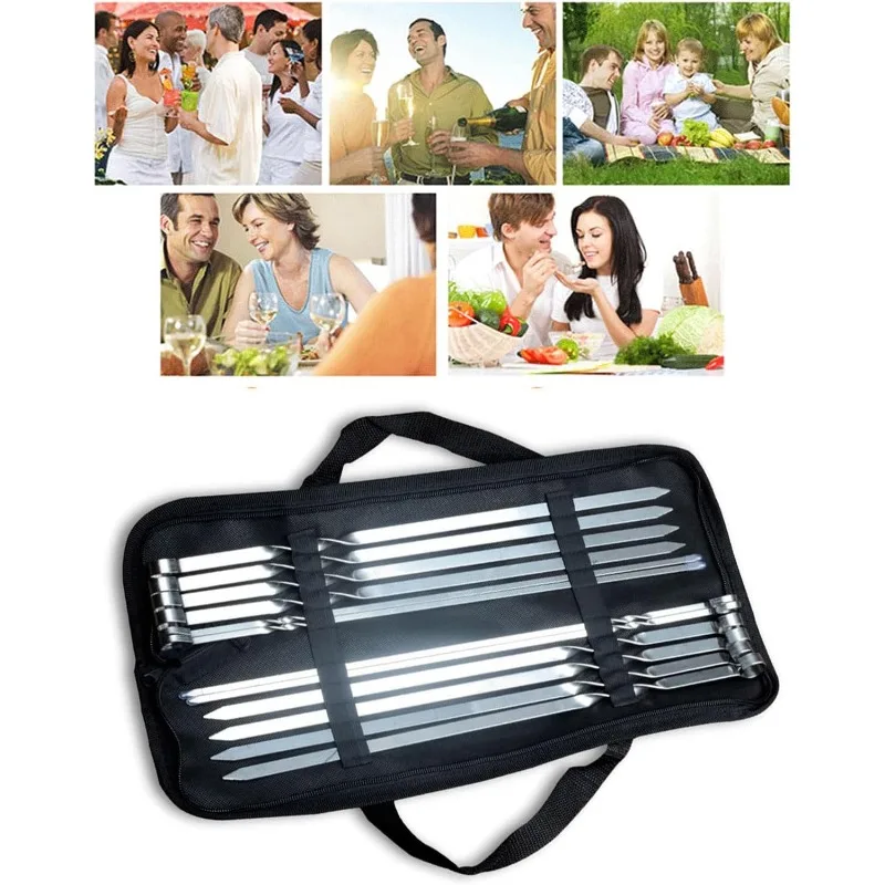 Edelstahl-Set aus 12 Stahl-Grills pießen Grills pieße Fleischs pieße, die zum Grillen im Freien und zum Picknicken geeignet sind