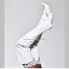 Lady Hot Chick White Pu sexy spitze Zehen Stiefel über dem Knie Stiefel Stiletto Toe Pole Dance Stiefel neu ankommen Größe 35-46 Schuhe