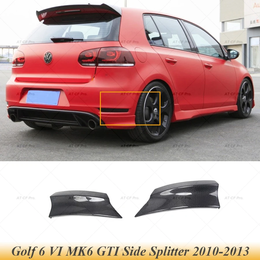 Golf 6 Carbonfaser FRP Heckdiffusor Lip Spoiler Seitensplitter für Volkswagen Golf 6 VI MK6 GTI Stoßstange 2010 2011 2012 2013 Image