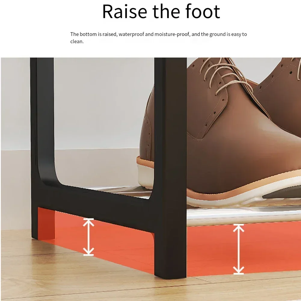 Wohnzimmer Schuh ablage Rack kompaktes Metall Design robuste Konstruktion schwarz Finish große Kapazität einfache Montage