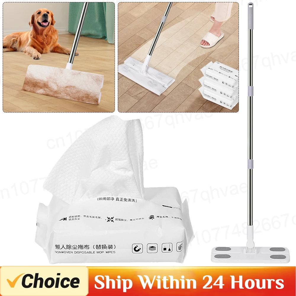 Trockene und nasse Flach mops mit 360-Grad-Drehung und Einweg-Mopppad Haushalts reinigungs mopp für die Boden reinigung von Hartholz laminat fliesen