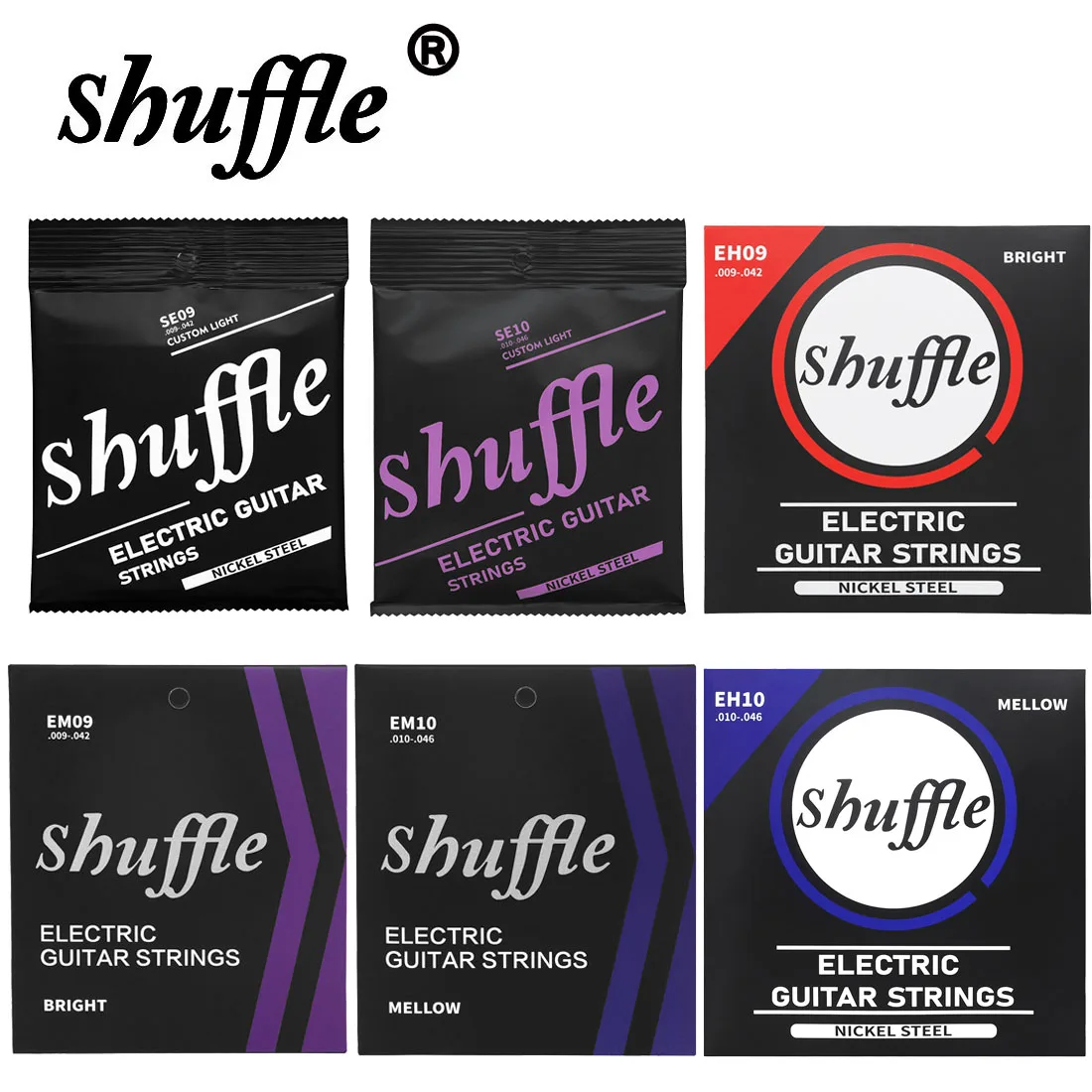 Shuffle E-Gitarrensaiten, sechseckige Legierung, Anfängerpraxis, professionelle E-Gitarrensaiten, Gitarrenzubehör Image