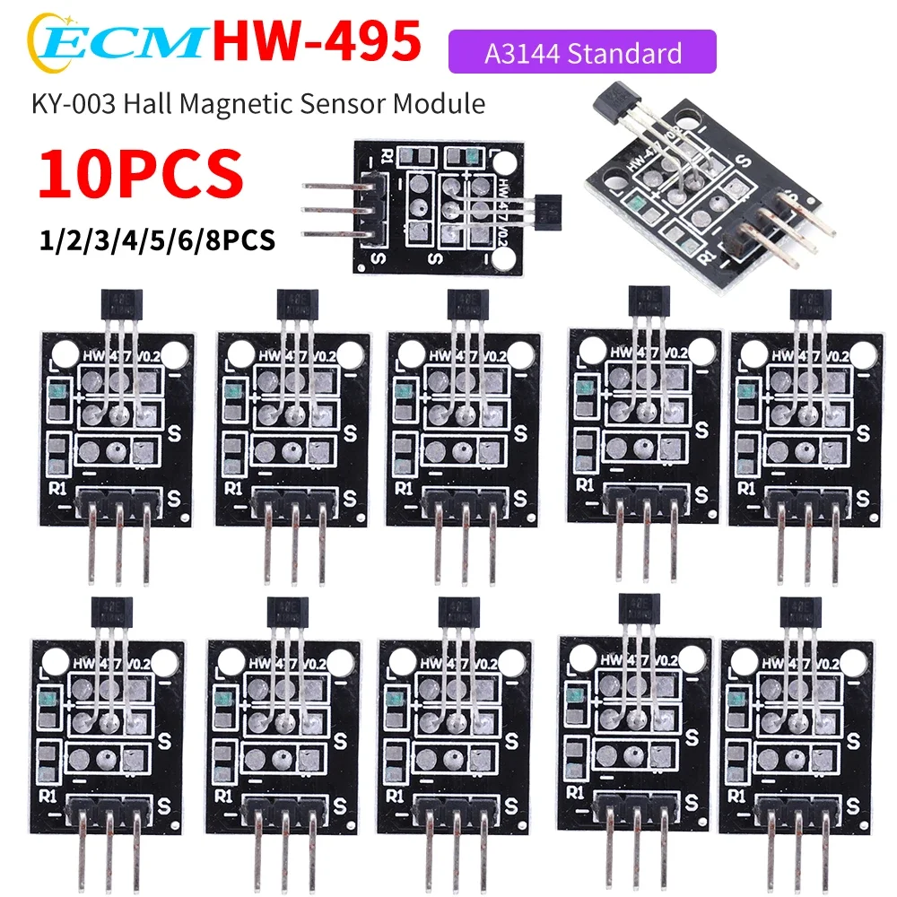1-10pcs KY-003 a3144 standard halle magnetische sensor modul arbeit mit arduino board hall effekt magnetische sensor modul für arduino Image