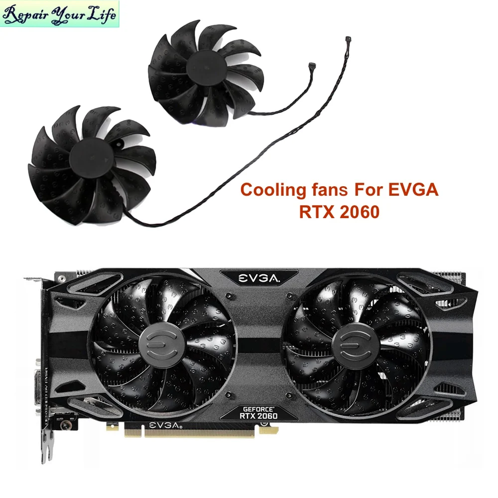 VGA Grafikkarte Fans für EVGA GeForce RTX 2060 XC Ultra Gaming 6GB GDDR6 Dual HDB 06G-P4-2166-KB PLA09215S12H PLD09220S12HS Image