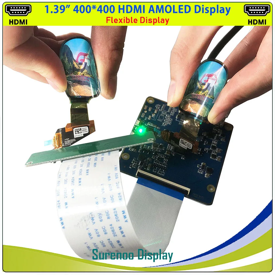 Echtes AMOLED-Display, 1,39 Zoll 400*400 HDMI-kompatibles, doppelt rundes, flexibles, biegsames OLED-LCD-Modul-Bildschirmpanel Image