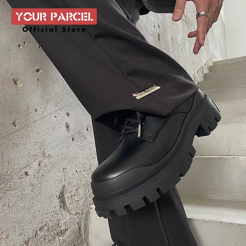 Paris dicke Sohle Derby Schuhe für Herren Premium schwarz erhöht Clean fit Lederschuhe britischen Stil Business-Kleid großen Kopf