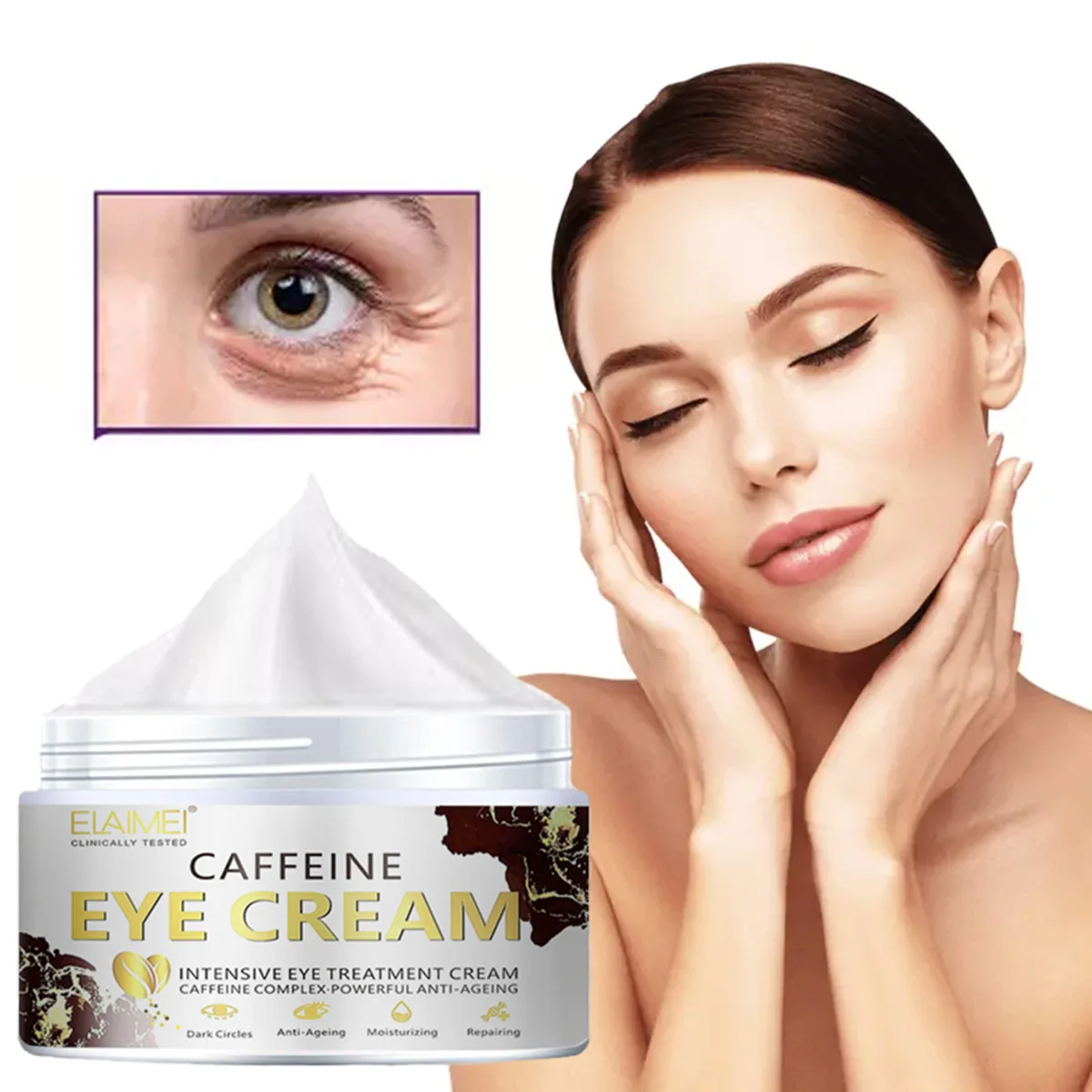 Kaffee Augen creme Alter pflegende Augen creme, reduziert feine Linien, dunkle Ringe unter den Augen, Fett partikel und strafft die Haut Image