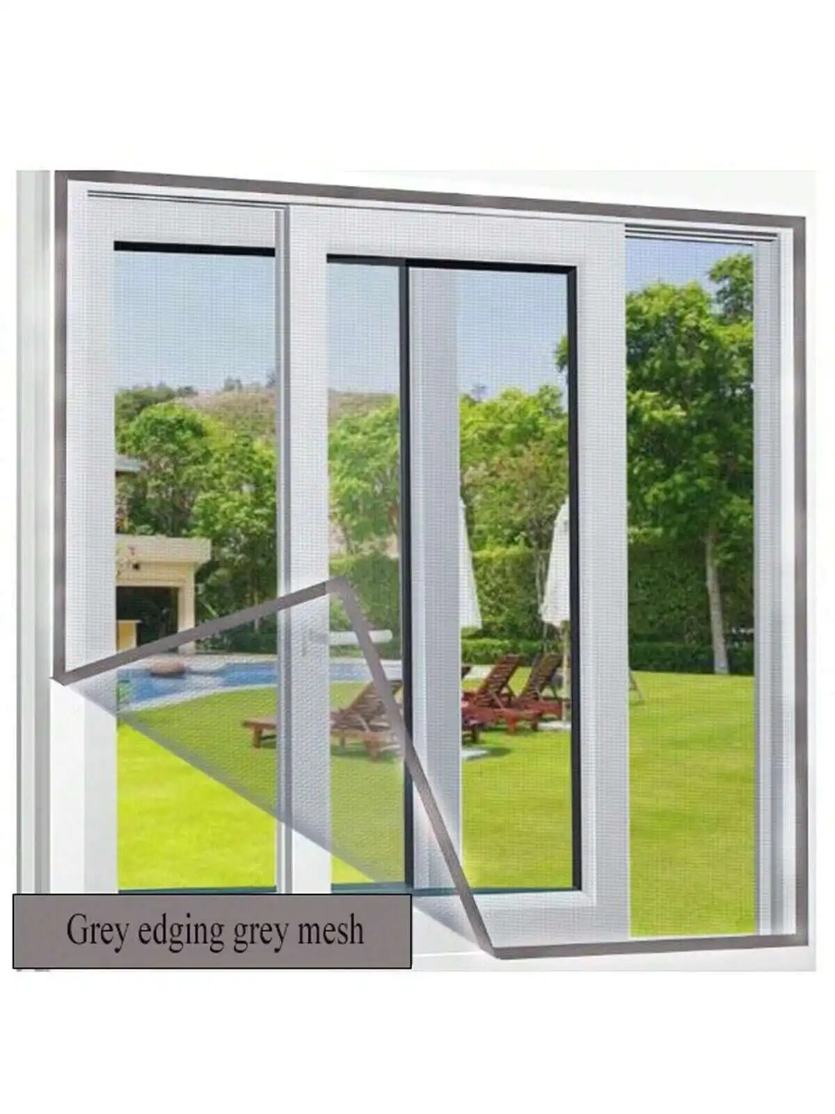 1 Stück Anti-Mücken-Fenstergitter, selbstklebende Fenstermücken, komplett grau, grau, Netznetz, insektensicher, Türmücken für Fenster Image