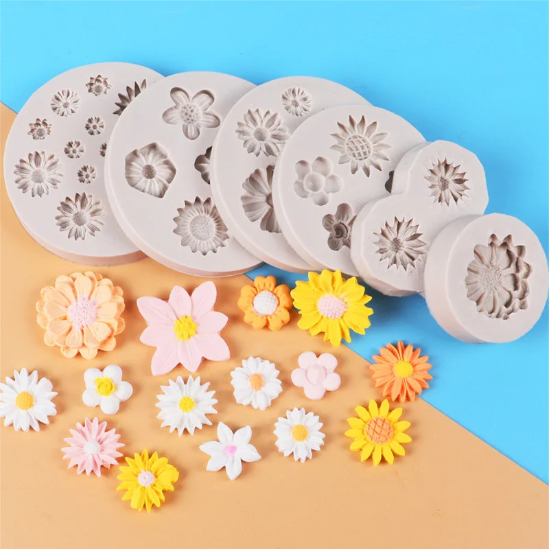 Weiche Silikon Gänseblümchen Backform 3d wilde Chrysantheme Blumen form Fondant Schokolade Herstellung Form Home Kuchen Dekorations werkzeuge Image