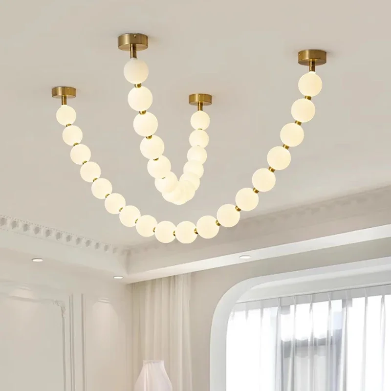 Nordic Perlen LED Anhänger Lichter für Wohnzimmer Esszimmer Büro Schreibtische Schlafzimmer Designer Kronleuchter Wohnkultur Kronleuchter Leuchten