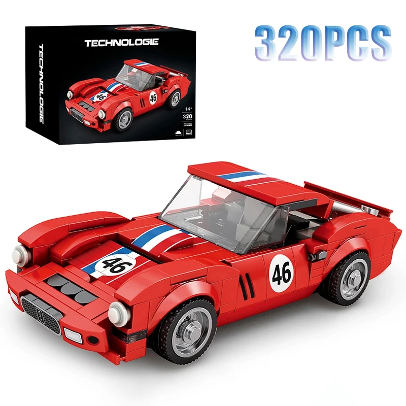 320PCS Rot Sport Auto Baustein Kreative Stadt Fahrzeug Diy Auto Modell Ziegel Desktop Dekoration Spielzeug Für Kinder Urlaub Geschenke Image