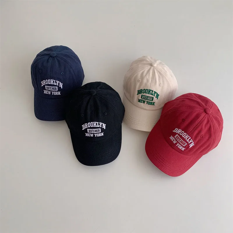 Brief Kinder Baseball mütze einfarbig Kleinkind Sonnenhut koreanische Stickerei verstellbare Jungen Mädchen Schirmmütze Image