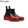 Männer Schwarz Rot Schuhe Winter Stiefel Retro Stil Stiefeletten Slip Auf Casual Stiefel High-top