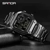 Sanda Square Steel Band Uhr Flut Herren uhr Hip Hop Retro Gold wasserdichte Freizeit Sport elektronische Uhr