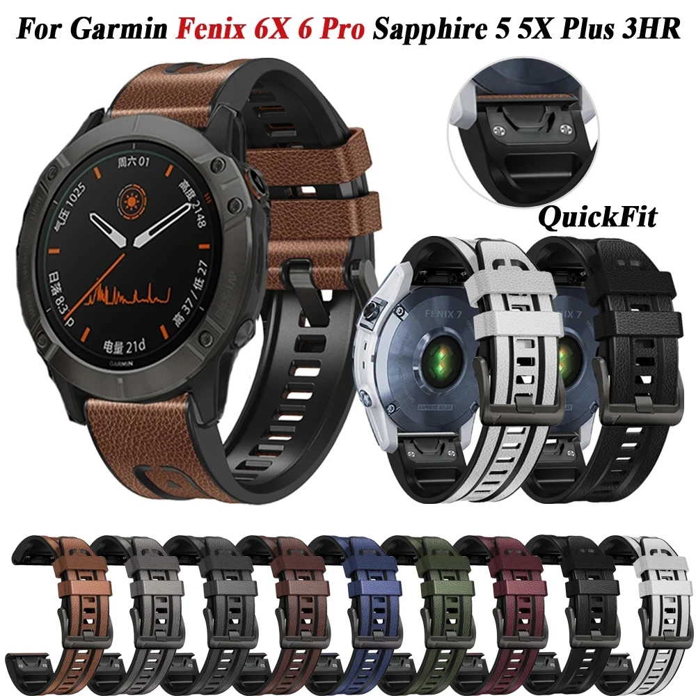 Armband für Garmin Fenix 7x5x5 plus 7 6 6x3 3hr Epix 2 Uhren armbänder 22mm 26mm Quick fit Lederband Silikon Armband Image