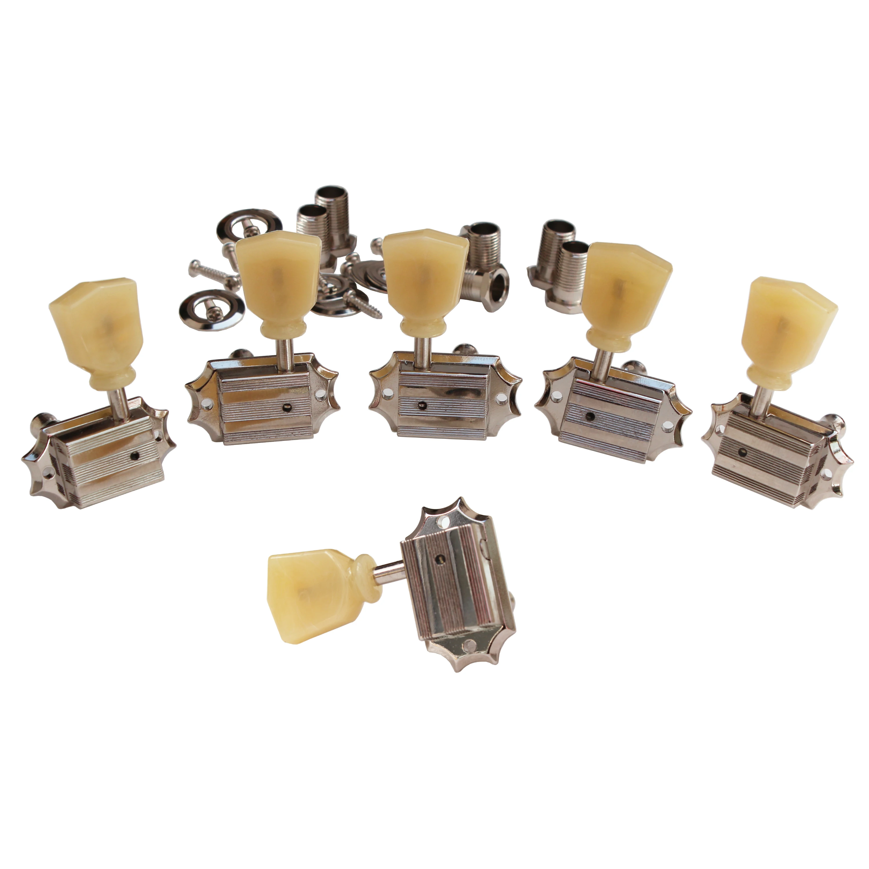 Ein Satz 3R-3L Vintage Deluxe Gitarren-Mechaniken-Mechaniken aus Nickel, HERGESTELLT IN TAIWAN Image