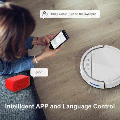 Neuer Roboter Staubsauger automatisches Aufladen Kehren Saugen Ziehen Sprach steuerung Kehr roboter Image