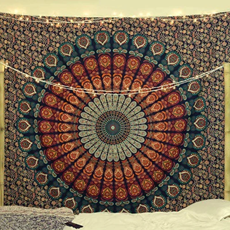 Hippie Mandala Tapestrys India Bohemian Psychedelic Bedding Decor Tapestry Aesthetic Vintage Wall Tapestry Art Tapestry Tapiz