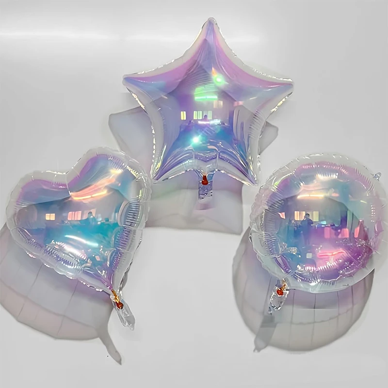 6Pcs 19 Zoll Folie Stern Herz Runde Luftballons Transparent Klar Schillernden Ballon Für Meerjungfrau Thema Geburtstag Party Hochzeit decors Image
