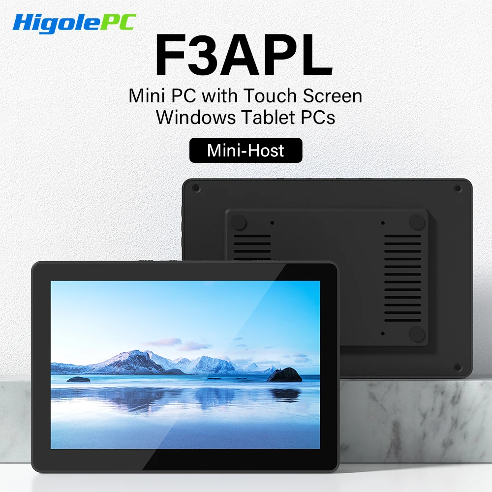 Higole F3APL 8'' Lüfterloser Mini-PC Intel J3455 Windows 10 WiFi5 4 GB 64 GB 2340 mAh mit Bildschirm 4K Laptop Desktop-PC Mini-Computer Image