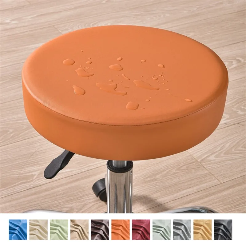 1pc Leder runde Hocker Abdeckung elastische Anti-Dirty Barhocker umfasst alle inclusive einfarbigen rotierenden Stuhl Schon bezug Home Hotel