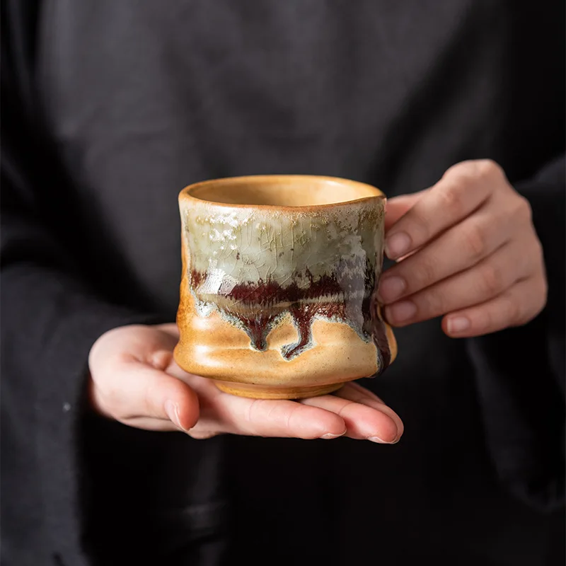 Grobe Keramik ändern Kaffeetasse verschiedene Linie kreative Hand Prise hohe Aussehen Ebene Keramik Tasse Retro Haushalt Wasser Tasse Image
