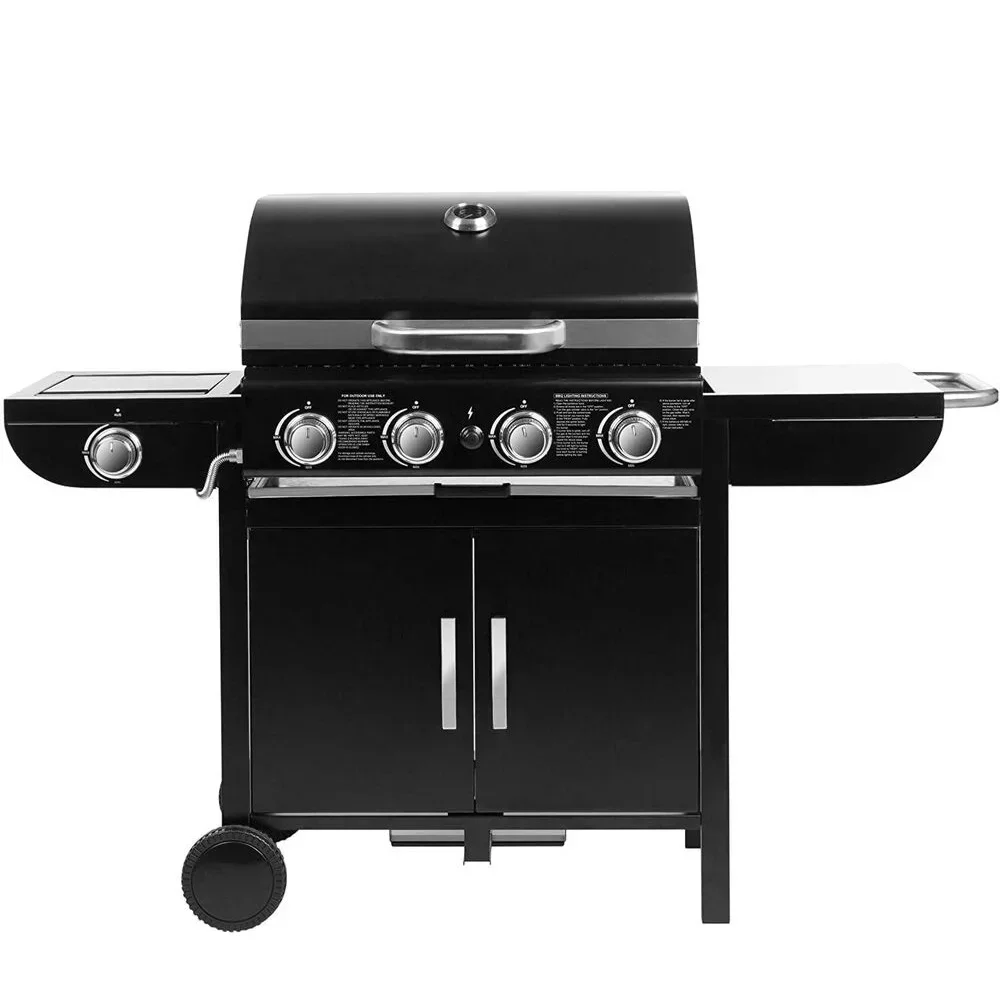 Gas grill, Grill wagen Gas, Piezo zündung, mit Thermometer, großer Stand grill, 4*1000btu/2,93 kW, für Gartenparty camping Image