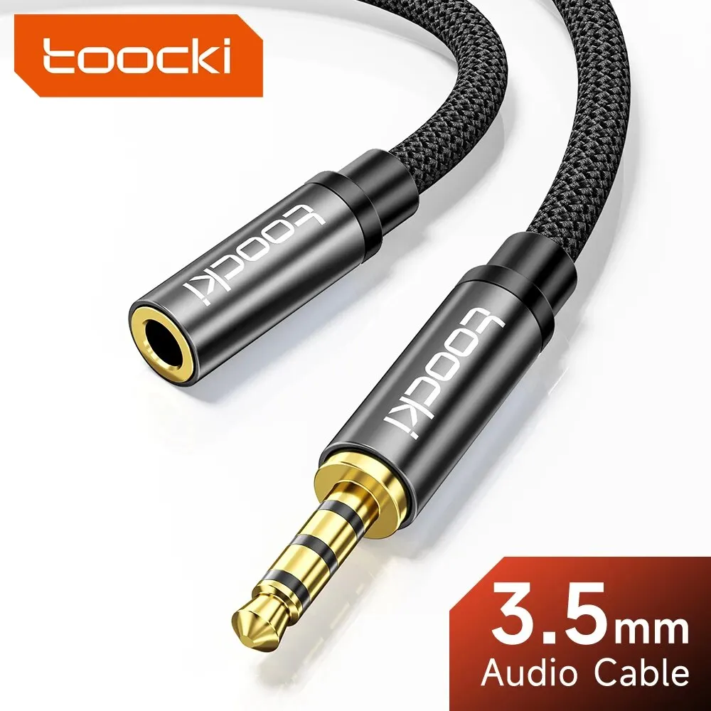 Toocki Audio 3,5 mm Stecker auf 3,5 mm. Buchse 4-polige Verlängerungsbuchse AUX-Kabel für PC-Smartphones, Mikrofone, Kopfhörer, Lautsprecherkabel Image