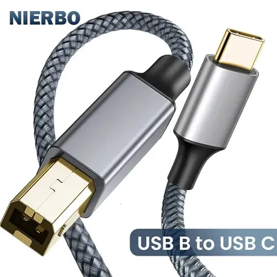 Nierbo usb b zu usb c drucker kabel typ c drucker kabel nylon geflochtene draht für yamaha casio Image