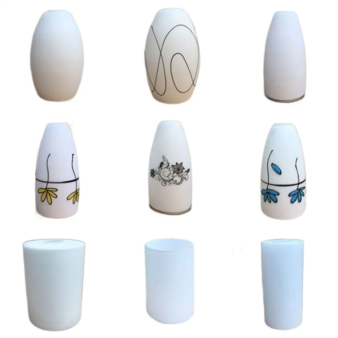 Moderne Öffnung D4,2 cm Fitter Weißer Glasschirm Ersatz Eiertrommel Lampenschirm Abdeckung Beleuchtungskörper Zubehör für E27-Lampen Image