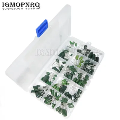 150 Stück 15 Werte Polyester folien kondensator Sortiment Box Kit 0,33 nf 2 a331j 470nf 2 a474j 2 a102j 2 a393j 2 a474j 2 a821j je 10 Stück Image