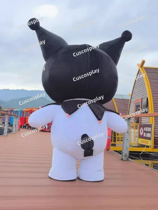 Aufblasbares schwarz-weißes Kaninchen-Plüsch-Maskottchen-Kostüm, Anzug, Cosplay, Party, pelzig, Halloween, Weihnachten, Ostern, Kostüm, mehrfarbig, keine Batterie Image