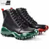 Neue Designer Schuhe Herren Casual Stiefel Mode Gummi Sohle High Top Sneakers 100% Echtem Leder Stiefel Lace Up Punk Ankle stiefel