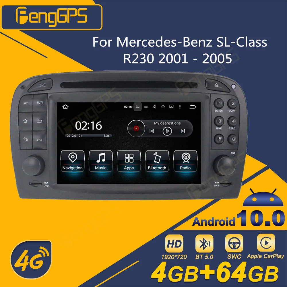 Für Mercedes-Benz SL-Klasse R230 2001 - 2005 Android Auto Radio 2 Din Stereo Empfänger Autoradio Multimedia DVD Player GPS Navi Image